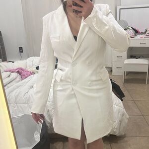 JLUXLABEL Double-Breasted White Blazer
